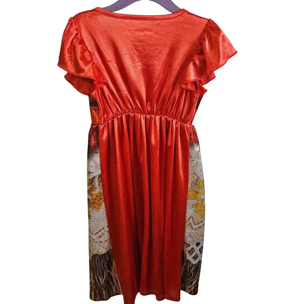 Disney Moana Dress Size 5T Red Coral Nightgown Pajamas Costume Hawaiian Islander - Picture 4 of 6